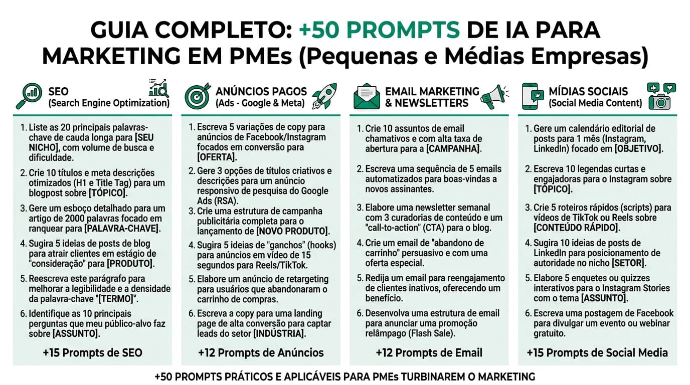 Infografia sobre prompts de marketing para PMEs