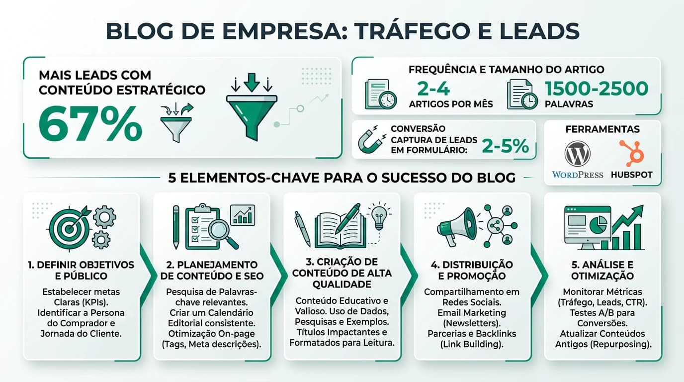 Infografia sobre como criar um blog de empresa que gera tráfego e leads